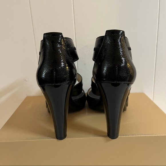 Michael Kors black leather strappy sandals high heels with silver zipper goth - Picture 7 of 8